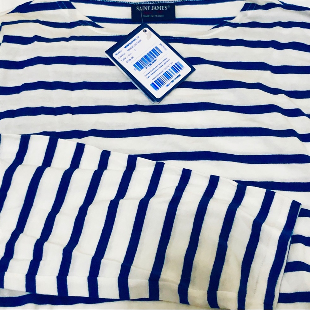 Saint James cotton sailor shirt Royal/white  Small
